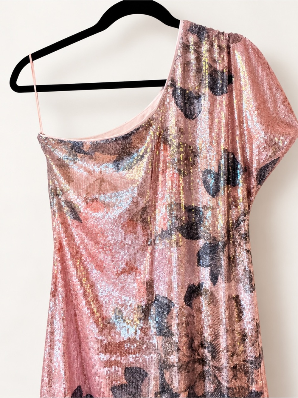 Porridge Clothing Pink Floral Sequin One Shoulder Maxi Dress XS - Picture 5 of 8